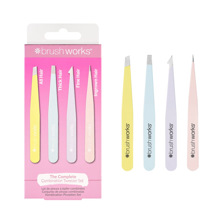 Brushworks 4 Piece Combination Tweezer Set - Mixed