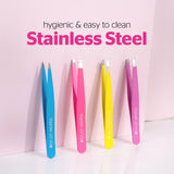 Brushworks 4 Piece Combination Tweezer Set - Neon