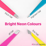Brushworks 4 Piece Combination Tweezer Set - Neon