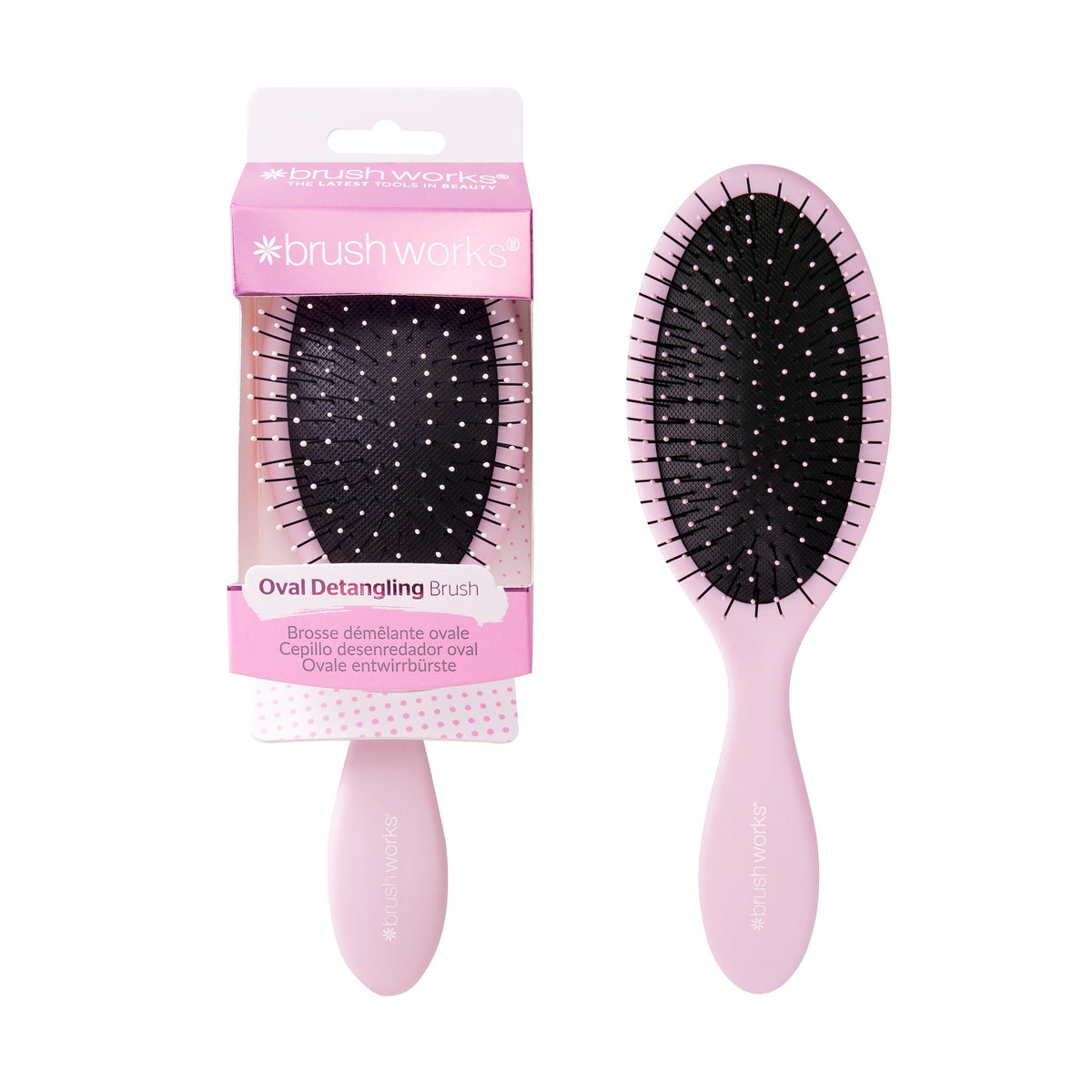 Brushworks Professional Oval Detangling Hair Brush - Pink