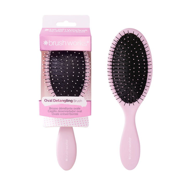 Brushworks Professional Oval Detangling Hair Brush - Pink