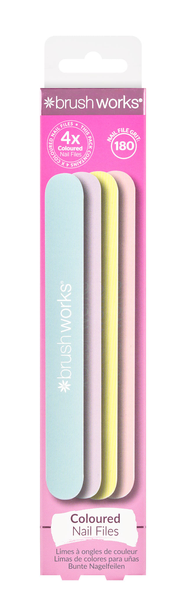 Brushworks Coloured Nail Files - 4 Pack