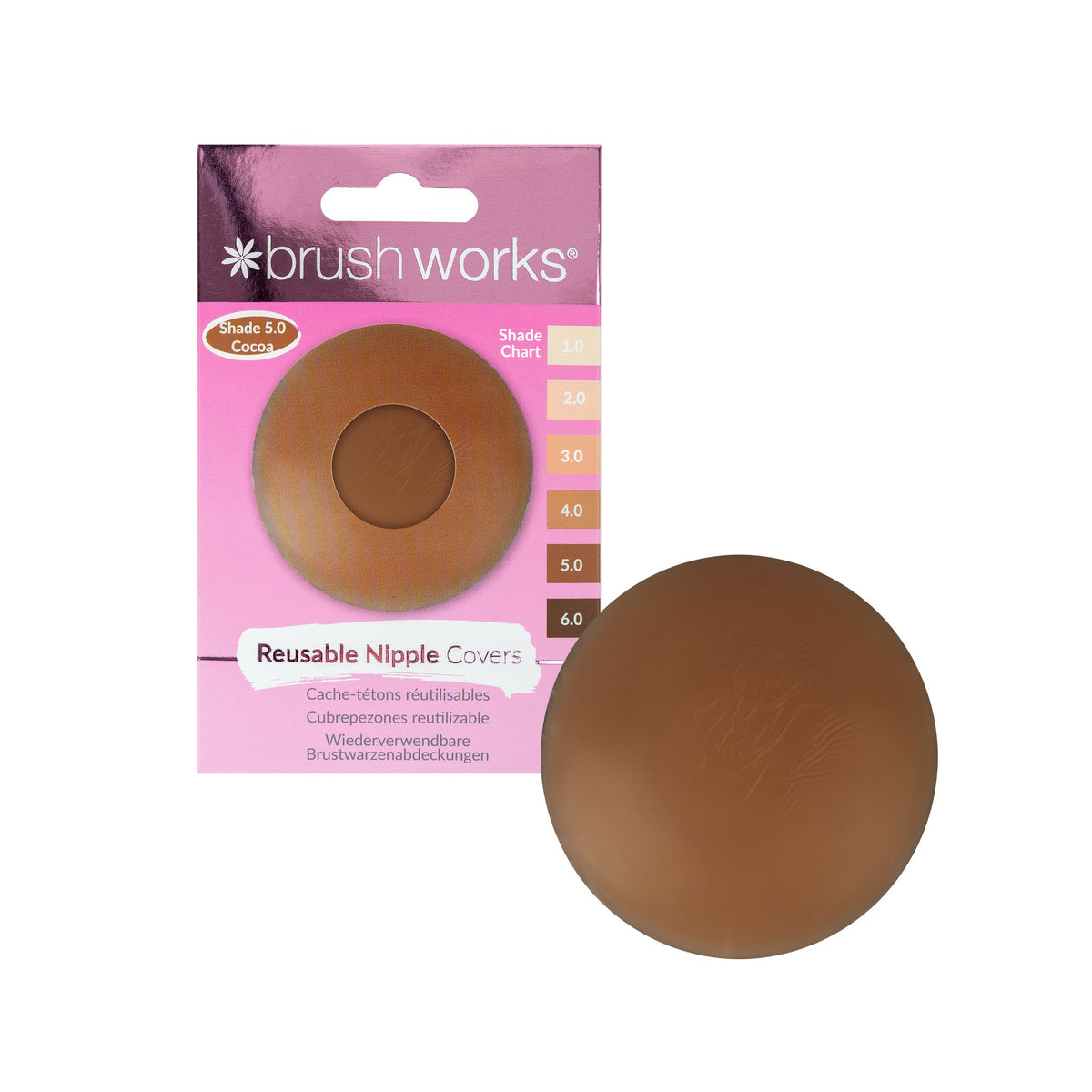 Brushworks Reusable Silicone Nipple Covers Shade 5.0 - Cocoa