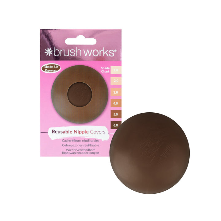 Brushworks Reusable Silicone Nipple Covers Shade 6.0 - Espresso