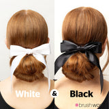 Brushworks Satin Hair Bow Duo - Black & White