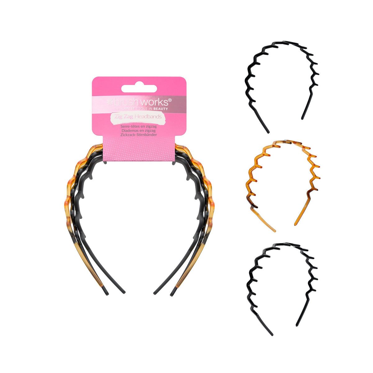 Brushworks Zig Zag Headbands - 3 Pack