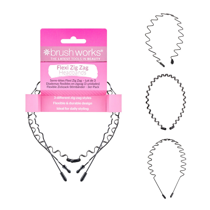 Brushworks Flexi Zig Zag Headbands - 3 Pack