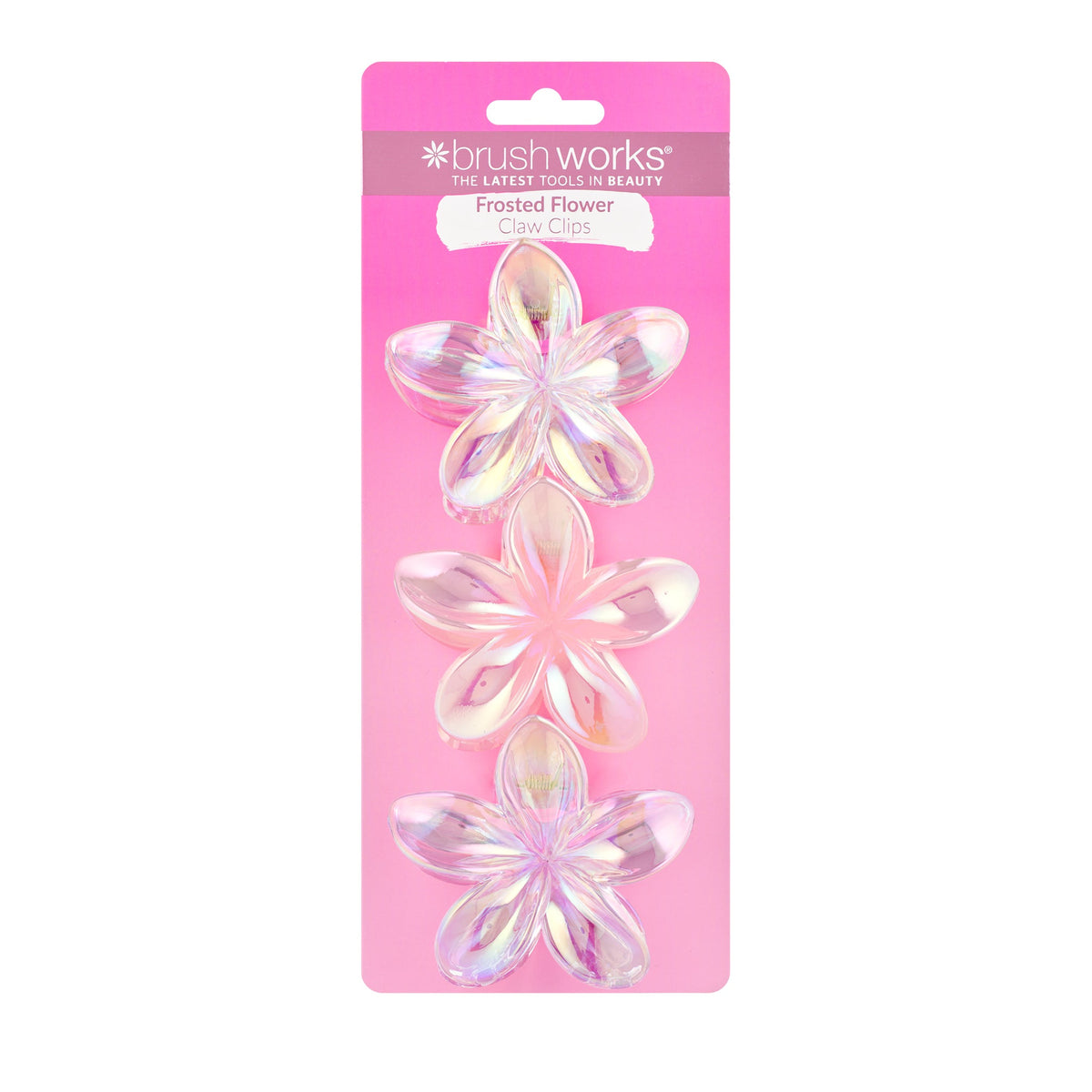 Brushworks Frosted Flower Claw Clips - 3 Pack