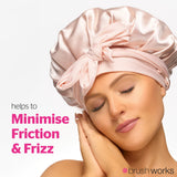 Brushworks Double Layer Satin Hair Bonnet  Ballet Pink