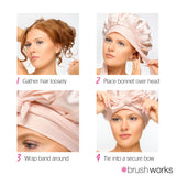 Brushworks Double Layer Satin Hair Bonnet  Ballet Pink
