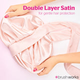 Brushworks Double Layer Satin Hair Bonnet  Ballet Pink
